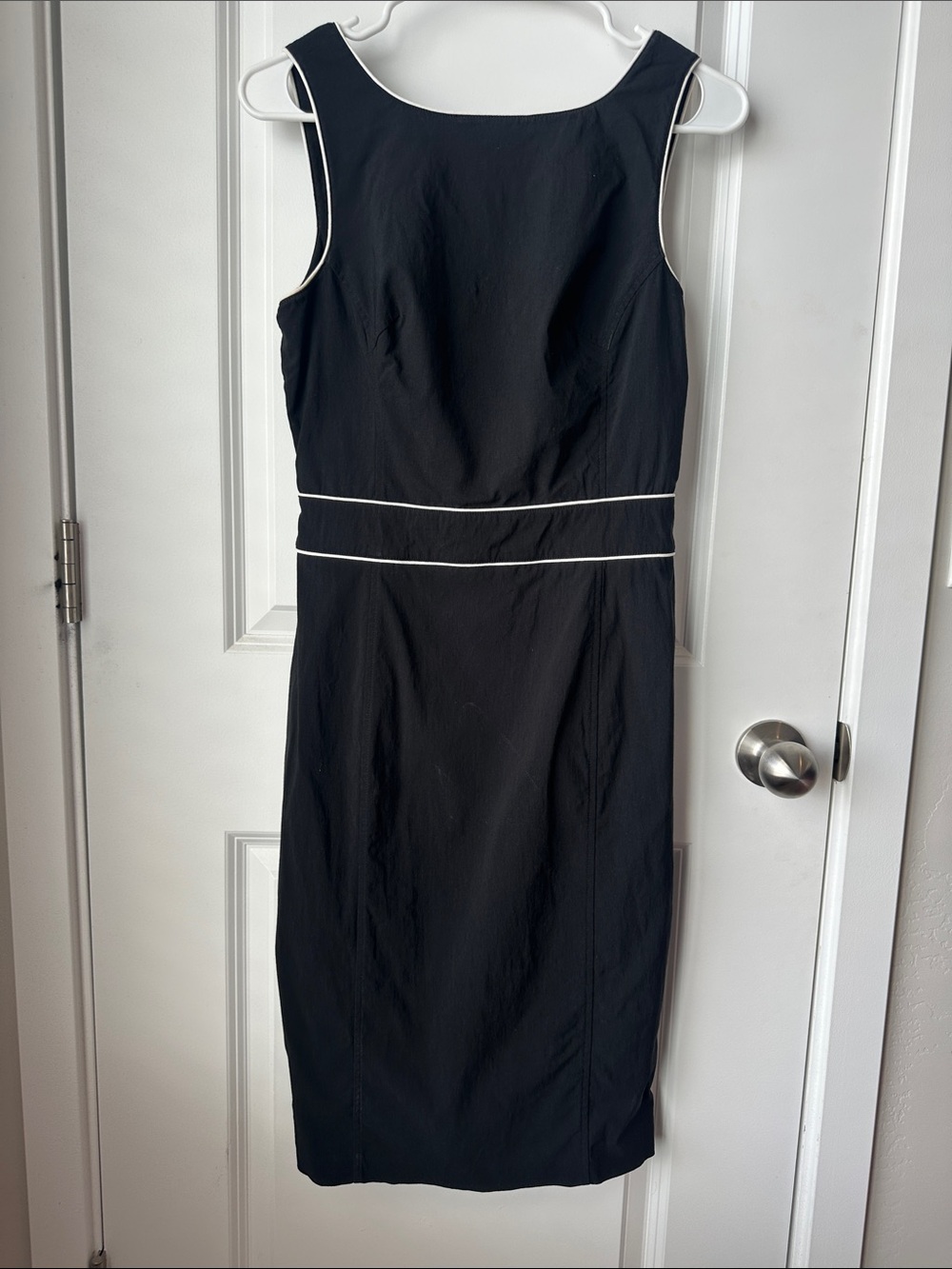 Express Black Midi Sheath Dress with White Piping